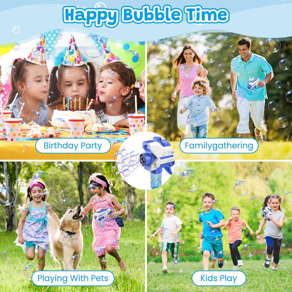 Bubble Gun Machine - Water Gun for Kids, 2 in 1 Electric Bubble Maker & Water Squirt with 4 Refill Solution & 550ml Water Tank for Toddlers 1-3 Gift