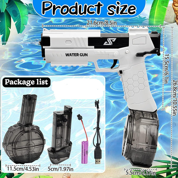 Electric Water Guns, High Capacity Automatic Squirt Guns up to 32FT Range, One-Button Automatic Water Soaker blaster Toy for Kids & Adults Summer Swimming Pool Party