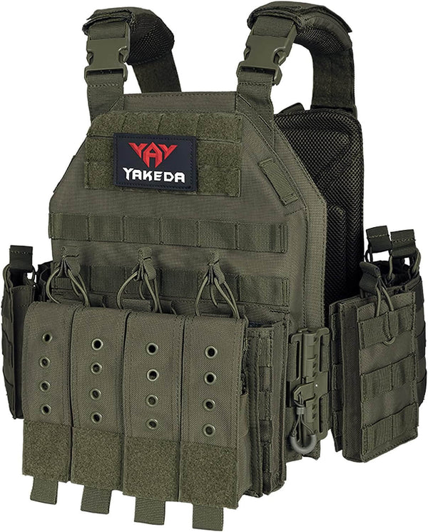 YAKEDA 1000D Tactical Quick Release Outdoor Adjustable Military Vest-Biu Blaster-green-Uenel