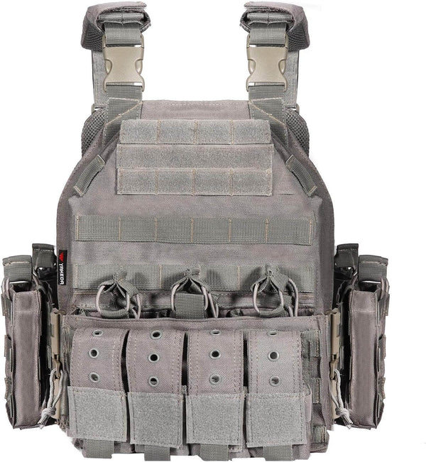 YAKEDA 1000D Tactical Quick Release Outdoor Adjustable Military Vest-Biu Blaster-gray-Uenel