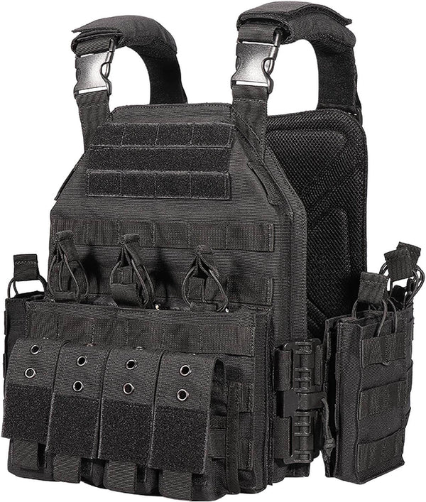 YAKEDA 1000D Tactical Quick Release Outdoor Adjustable Military Vest-Biu Blaster-black-Uenel