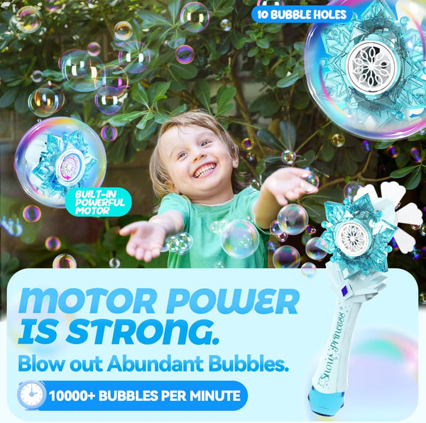 Frozen II Princess Snowflake Magic Bubble Blower Wand Machine Kids Toy Gun