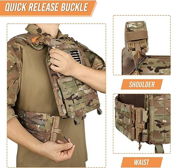 Adjustable Lightweight Laser-Cutting Cummerbund Quick Release Tactical Airsoft Vest-Biu Blaster-Uenel