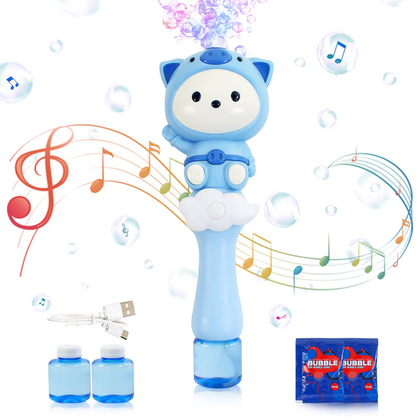 Automatic Bubble Wand for Kids Flashing Light and Music Bubble Machine Electric Bubble Maker Boys Girls Bubbles Toys