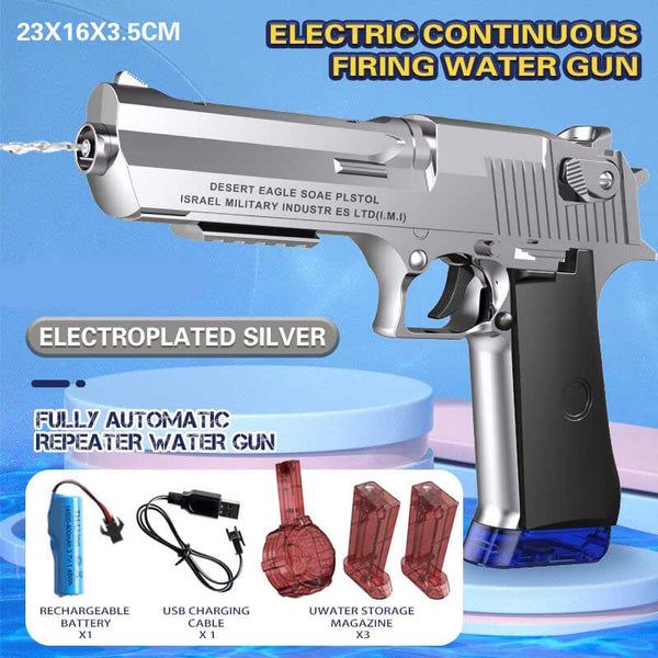 Desert Eagle Fully Automatic Electric Water Gun with Magazine-Biu Blaster-silver-Uenel