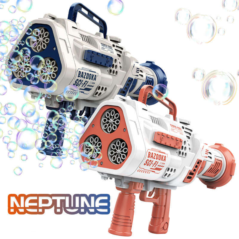 Neptune Bubble Machine Gun - 24 Holes Bazooka Automatic Bubble Blaster with Light for Parties, Wedding, Birthday-Biu Blaster-Uenel