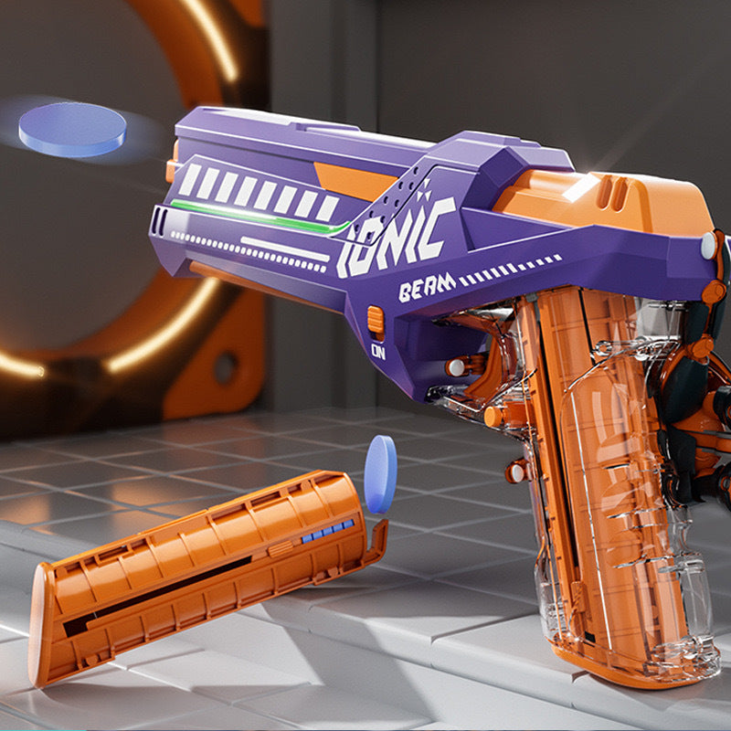 Mag-Fed Electric Pistol Foam Disc Launcher Toy Blaster – Biu Blaster