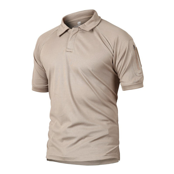 Tactical T-shirt Quick Dry Outdoor Breathable Sports Polo Shirt Lapel Short Sleeve Mountaineering on Foot Combat-Biu Blaster-khaki-S-Uenel