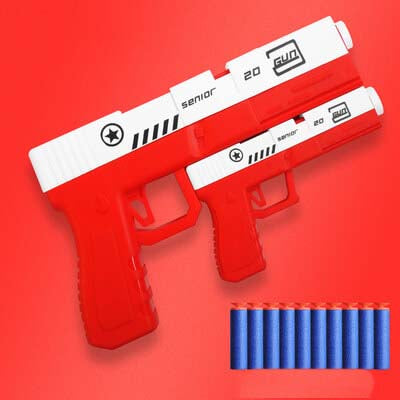 Large & Small Glock Kids Foam Toy Blaster 2pcs-Biu Blaster-red-Uenel