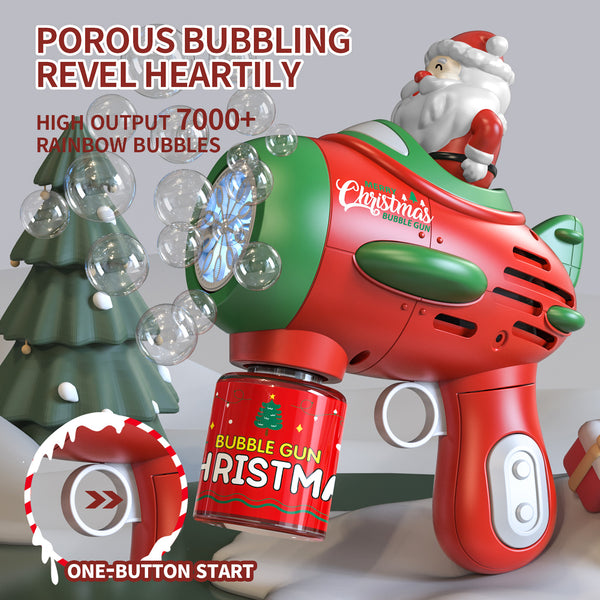 Christmas Santa Claus Bubble Gun Lighting Bubble Maker for Kids Toddlers