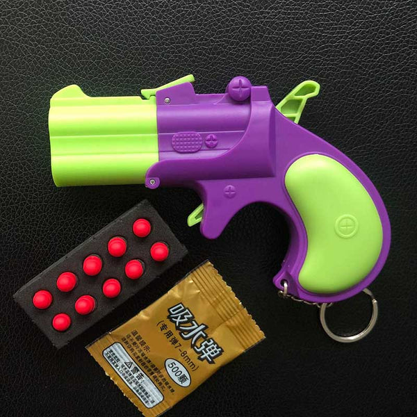 Carrot Double Barrel Mini Keychain Gel Ball Blaster