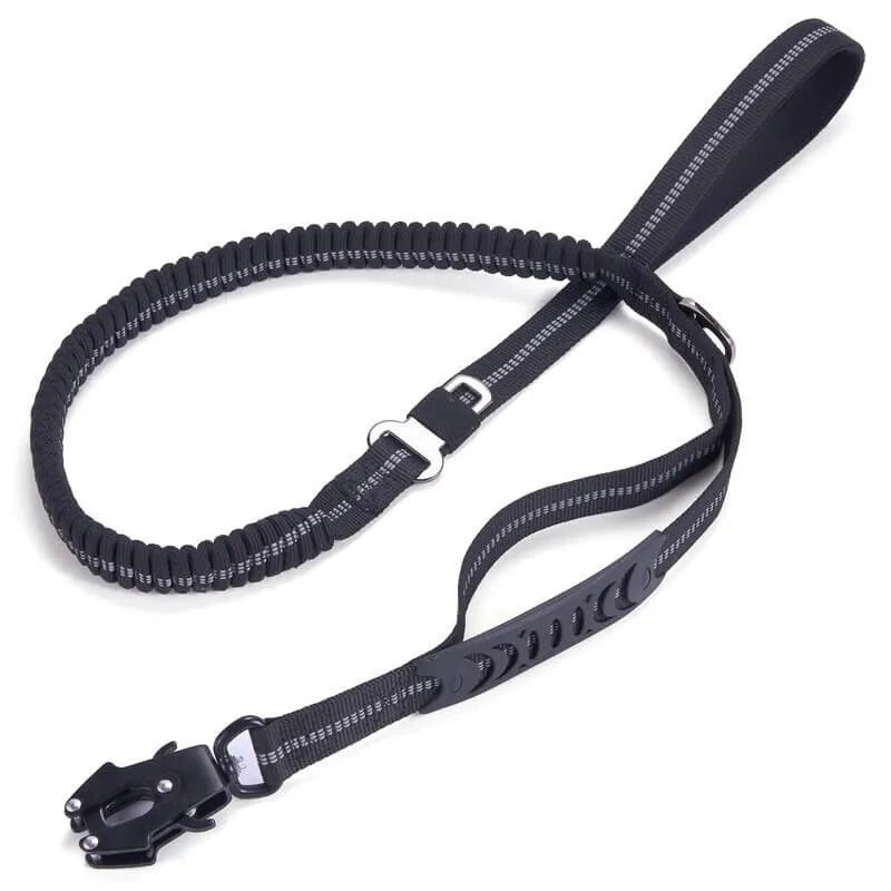Dog Elastic Leash Shock Absorption Two Handles Heavy Duty With Car Safety Clip