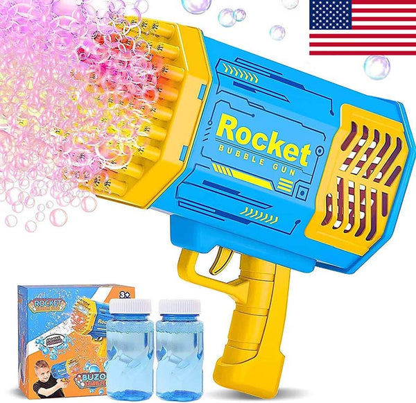 69-Hole Rocket Bubble Gun Blower Machine with Light (US Stock)-Biu Blaster-blue-Uenel