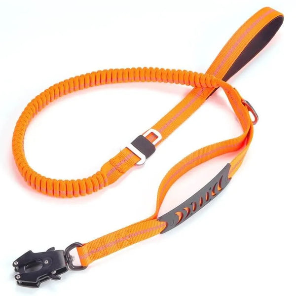 Dog Elastic Leash Shock Absorption Two Handles Heavy Duty With Car Safety Clip