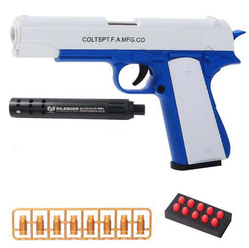 M1911 Shell Ejecting Sponge Soft Bullet Dart Blaster-Biu Blaster-blue white-Uenel