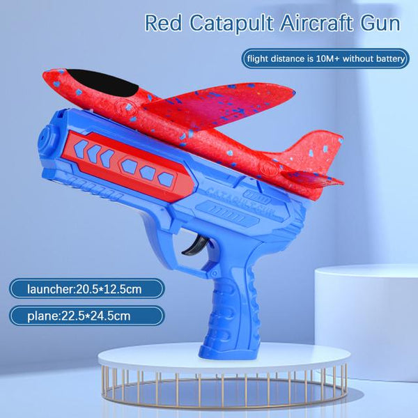 Children Foam Plane Launcher Toy Outdoor Catapult Gun 15M Range Airplane Shooting Roundabout Sports