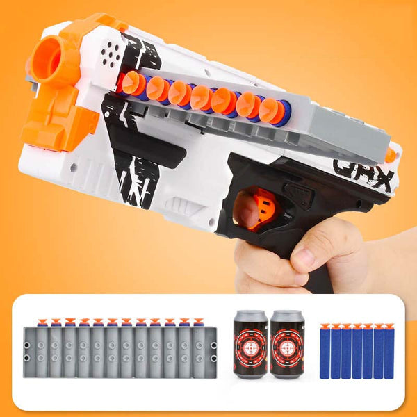 Horizontal Clip Fed Manual Foam Dart Blaster-foam blaster-Biu Blaster-white-Biu Blaster