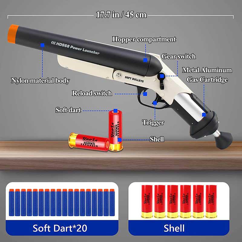 EVA Soft Bullet Double Barrel Toys Gun Foam Blasters Pistol Shell Ejecting