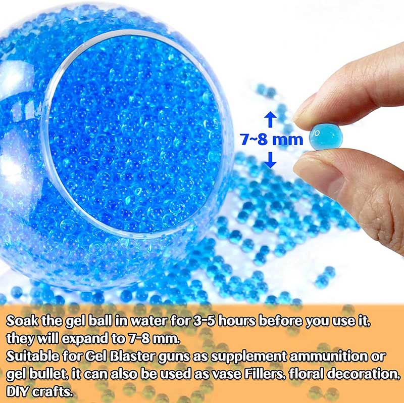 Water Beads Blue Refill Ammo (6 Pack-10,000 Per Pack) 7-8mm Water Beads Gel  Splater Ball Compatible with Splatter Ball Toy