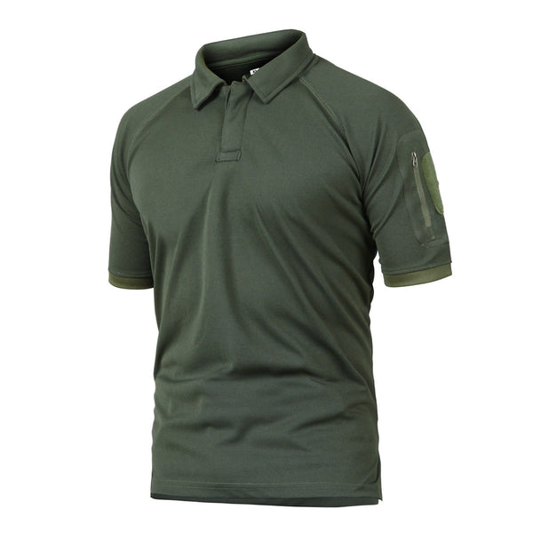 Tactical T-shirt Quick Dry Outdoor Breathable Sports Polo Shirt Lapel Short Sleeve Mountaineering on Foot Combat-Biu Blaster-Army Green- Biu Blaster