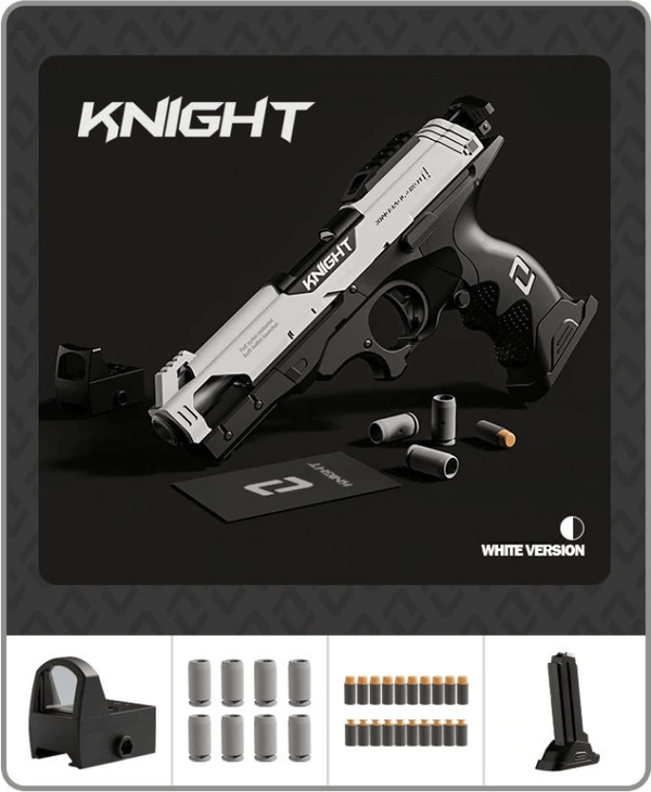 Dark Knight DK01 Shell Ejecting Foam Blaster-Biu Blaster-black white-Uenel