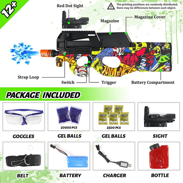 Electric P90 Gel Ball Blaster Orbeez Toy (US Stock)-gel blaster-Biu Blaster-graffiti-Biu Blaster